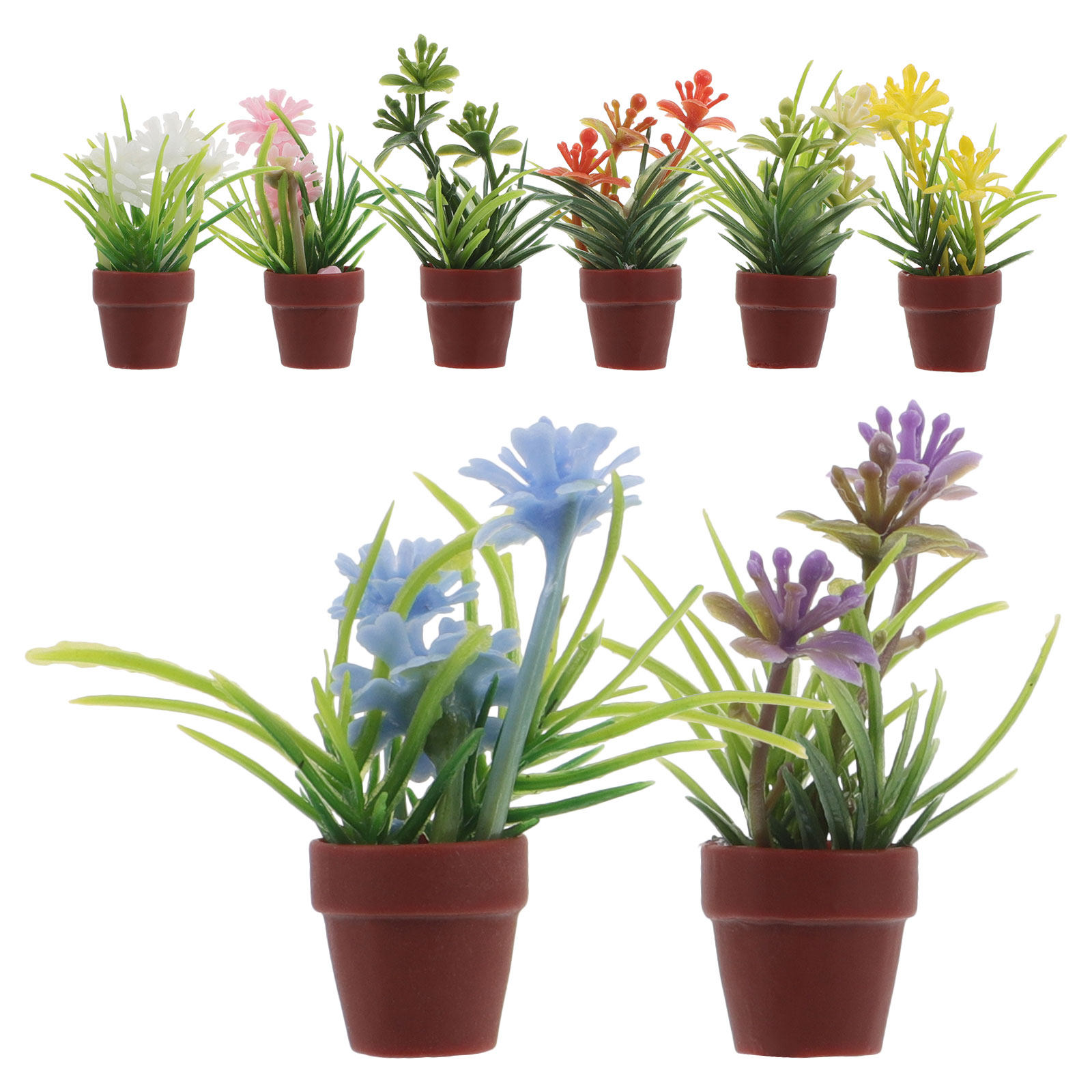 Bonsai Garden Plants - 8Pcs Miniature Artificial Potted Plants Realistic